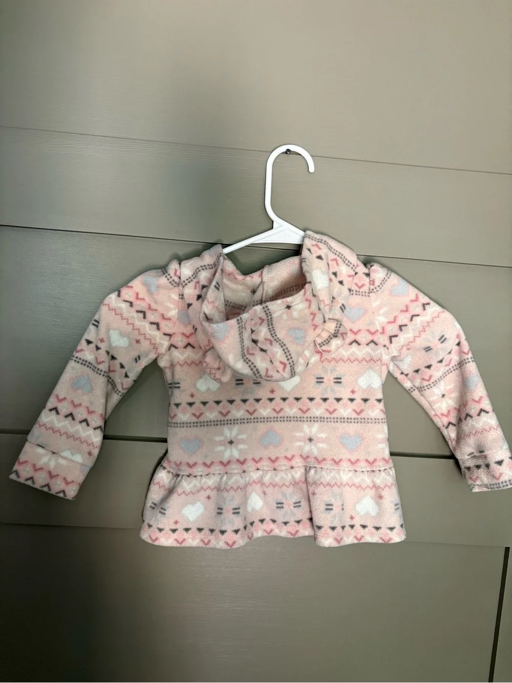 The Children's Place Pink Patterned Hooded Peplum Fleece Jacket